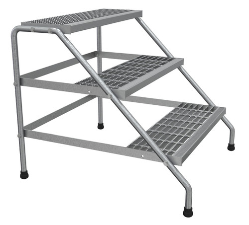Vestil Aluminum 3 Step Knock Down Wide Stand - 500 lb - Silver