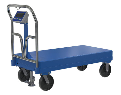 Vestil Steel Platform Truck with Scale - 64-1/2 In. x 24 In. x 40 In. 3,600 lb - Blue