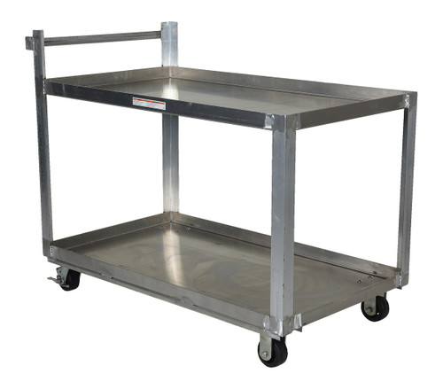Vestil Aluminum Service Cart - 2 Shelves 42-1/4 In. x 27-7/8 In. x 40-1/2 In. 660 lb - Silver
