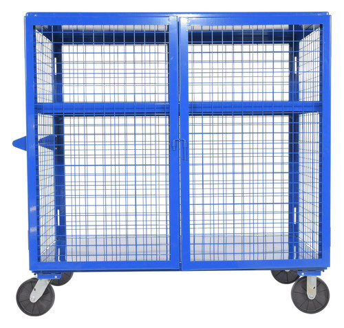 Vestil Welded Steel Expanded Metal Security Cart - 30 In. x 60 In. 2,000 lb - Blue