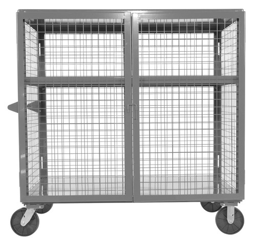Vestil Welded Steel Expanded Metal Security Cart - 30 In. x 60 In. 2,000 lb - Gray Semi Gloss
