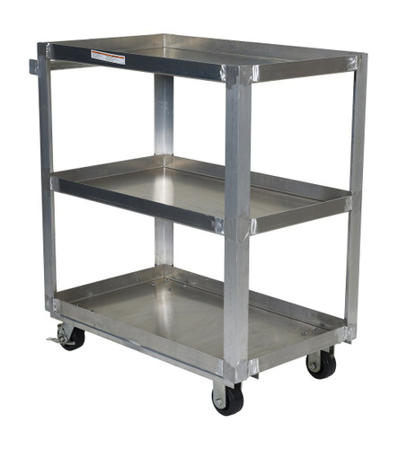 Vestil Aluminum Service Cart - 3 Shelves 35-7/8 In. x 21-15/16 In. x 41-3/4 In. 660 lb - Silver