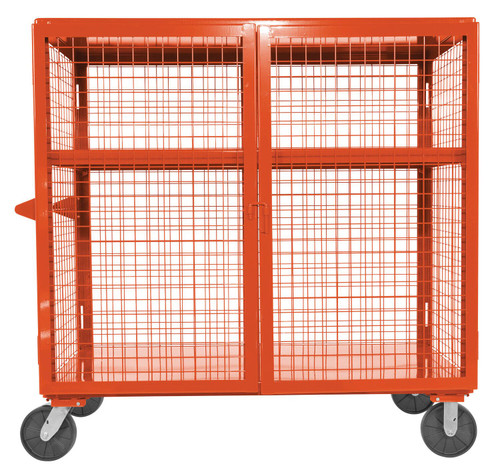 Vestil Welded Steel Expanded Metal Security Cart - 30 In. x 60 In. 2,000 lb - Orange