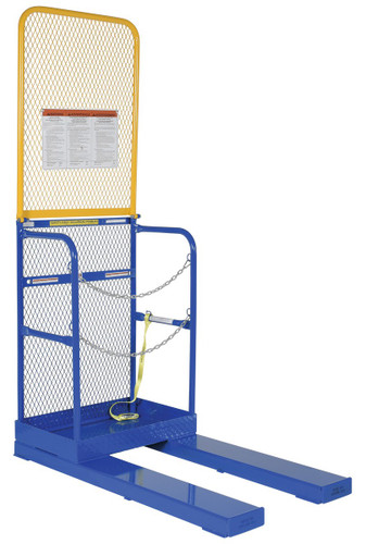 Vestil Steel Stock Picker Work Platform - 84 In. Expanded Metal Back Height 4,000 lb Blue / - Yellow