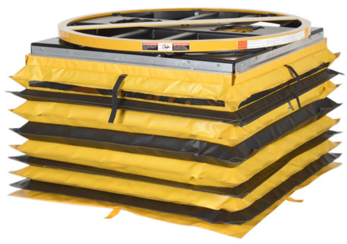 Vestil Steel Open Manual Carousel Top Spring Scissor Table With Vinyl Field Installed Accordion Skirt - 4,500 lb - Yellow
