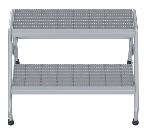 Vestil Aluminum 2 Step Wide Stand - 500 lb - Silver