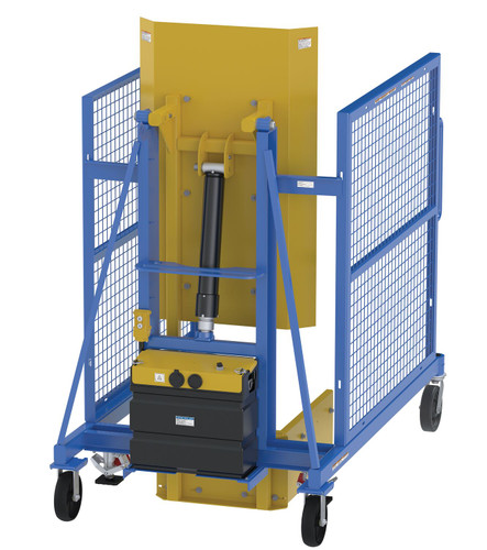 Vestil Steel AC Powered Trash Can Dumper - 60 In. Maximum Dump Height Blue / - Yellow