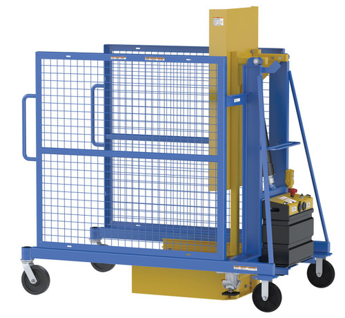 Vestil Steel DC Powered Trash Can Dumper - 60 In. Maximum Dump Height Blue / - Yellow