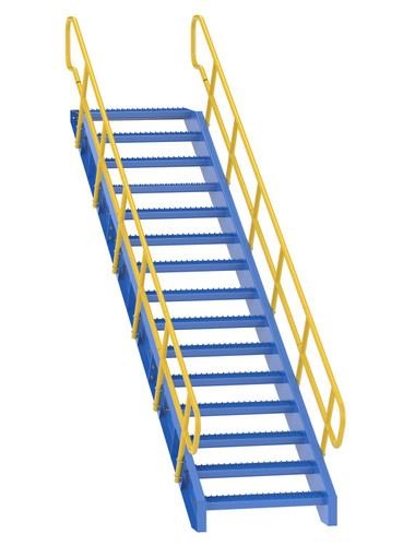 Vestil Steel 15 Step Modular Style Stairway Top Step - 108 In. 1,000 lb Blue / - Yellow