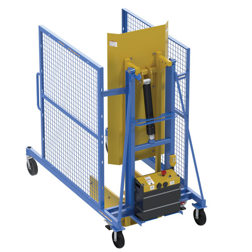 Vestil Steel DC Powered Trash Can Dumper - 72 In. Maximum Dump Height Blue / - Yellow
