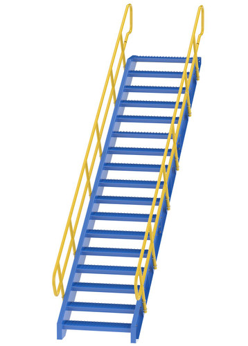 Vestil Steel 17 Step Modular Style Stairway Top Step - 120 In. 1,000 lb Blue / - Yellow