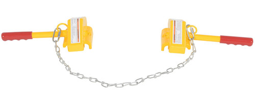 Vestil Steel Single Rail Chock with Single Rail Chock - 30 In. Long Chain - Yellow
