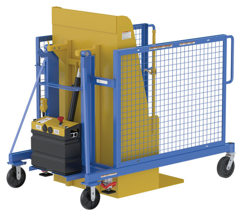 Vestil Steel Universal DC Powered Trash Can Dumper - 48 In. Maximum Dump Height Blue / - Yellow