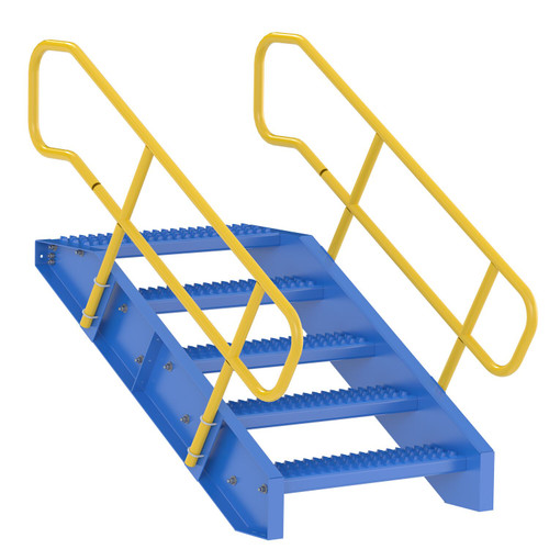 Vestil Steel 5 Step Modular Style Stairway Top Step - 36 In. 1,000 lb Blue / - Yellow