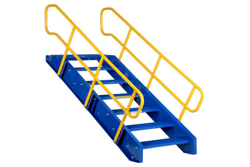 Vestil Steel 7 Step Modular Style Stairway Top Step - 48 In. 1,000 lb Blue / - Yellow