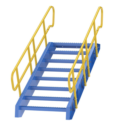 Vestil Steel 8 Step Modular Style Stairway Top Step - 60 In. 1,000 lb Blue / - Yellow