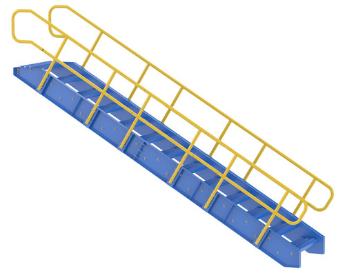 Vestil Steel 13 Step Modular Style Stairway Top Step - 96 In. 1,000 lb Blue / - Yellow