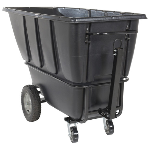 Vestil Plastic Heavy Duty Tow-Able Tilt Truck - 1 Cubic Yard - Black