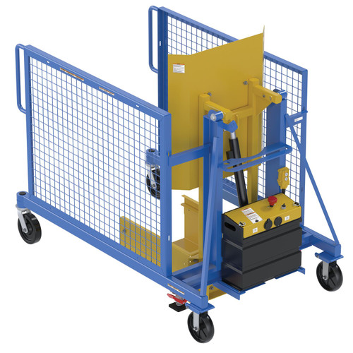 Vestil Steel DC Powered Trash Can Dumper - 48 In. Maximum Dump Height Blue / - Yellow