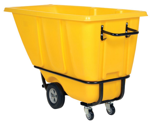 Vestil Plastic Heavy Duty Tilt Truck - 1/2 Cubic Yard 1400 lb - Yellow