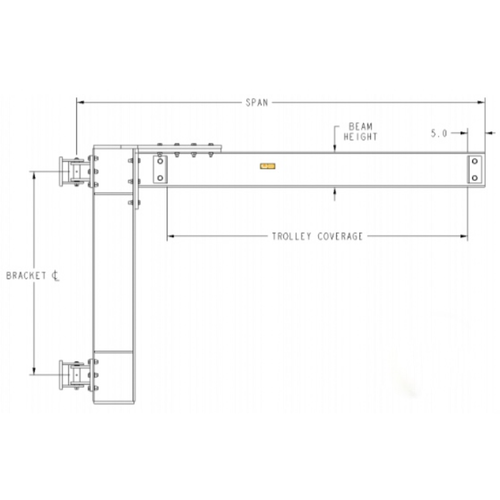 Machining & Welding Cantilever Jib Crane 16 ft Span, 2 Ton WLL