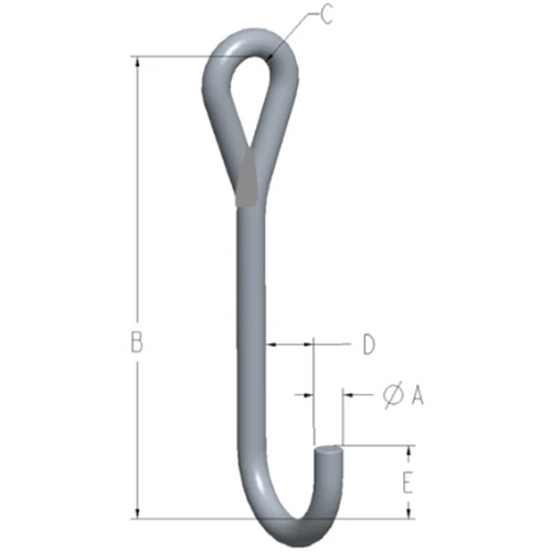 Machining & Welding 1/4 in x 12 in J-Hook Style B, 100 lbs