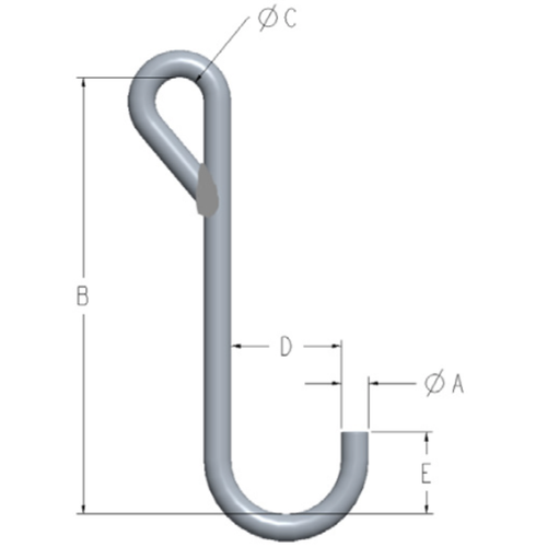 Machining & Welding 5/8 in x 7 in J-Hook Style C, 1,000 lbs