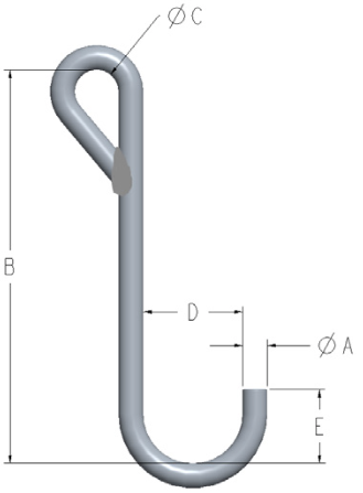 Machining & Welding 5/16 IN X 5 IN J-Hook Style C