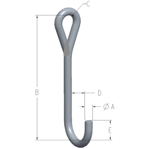 Machining & Welding 1/2 in x 12 in J-Hook Style B, 650 lbs