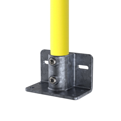Safety Rail Co. Modular Galvanized Pipe Fitting, Railing Flange with Toe Board Adapter, 1-1/2 in