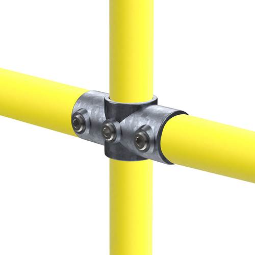 Safety Rail Co. Modular Galvanized Pipe Fitting, Two Socket Cross, 1-1/4 in
