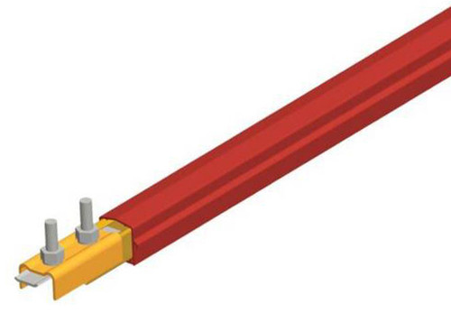 Safe-Lec 2 Conductor Bar 160A Copper, Red Medium Heat Polycarbonate Cover, w/ Splice Joint, 4.5M Conductix XA-310303-J