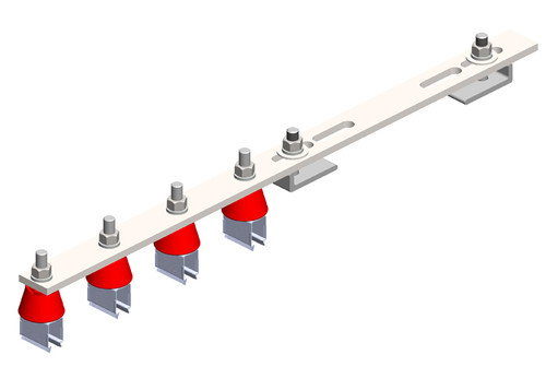 8-Bar, Bracket, Flange, with Hanger Clamps, Steel Snap-in, w/insulators, 4 on one side, 21.75 inch L Conductix XA-51873