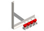 Hevi-Bar II, Bracket, Web, Braced, w/4 Stainless Steel Cross-bolt Hangers, w/Insulators (for 700-1500A Bar) Conductix XA-25691D