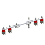 Conductix 8-Bar, Bracket, Flange, with Hanger Clamps, Steel Cross-Bolt, w/Insulators, 2+2, 19 3/8 inch L