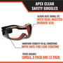 APEX Safety Goggles Clear 12 Pairs