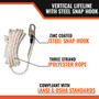 VERTICAL LIFELINE W/ SNAP HOOK 50'