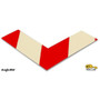 Mighty Line 2" Wide Solid White Angle with Red Chevrons - Pack of 100 - Safety Floor Tape & Floor Marking