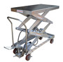 Vestil Partially Stainless Steel Air/Hydraulic Scissor Lift Cart - 24 Ix 47-1/2 In. Platform With Poly-On-Poly Casters 1,500 lb - Silver