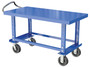 Vestil Steel Adjustable Single - 24 In. x 48 In. Shelf Cart With Mold-On-Rubber Casters 2,000 lb - Blue