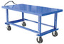 Vestil Steel Adjustable Single - 30 In. x 60 In. Shelf Cart With Mold-On-Rubber Casters 2,000 lb - Blue