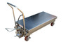 Vestil Partially Stainless Steel Air/Hydraulic Scissor Lift Cart - 20 In. x 39-1/2 In. Platform With Poly-On-Poly Casters 1,750 lb - Silver
