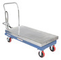 Vestil Carbon Steel Air/Hydraulic Scissor Lift Cart - 47-1/4 In. x 24 In. Platform With Poly-On-Poly Casters 2,000 lb - Blue/Silver