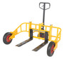 Vestil Steel Manual All-Terrain Pallet Truck - 32 In. Long Adjustable Width Forks 2,000 lb - Yellow