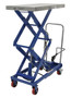 Vestil Carbon Steel Air/Hydraulic Scissor Lift Cart - 35-1/2 In. x 20 In. Platform With Poly-On-Poly Casters 800 lb - Blue/Silver