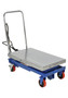 Vestil Carbon Steel Air/Hydraulic Scissor Lift Cart - 32-1/2 In. x 20 In. Platform With Poly-On-Poly Casters 1,000 lb - Blue/Silver