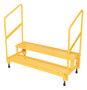 Vestil Steel Adjustable Step Mate Stand 2 Step with Handrails - 22-7/8 In. x 50-1/2 In. x 43-1/8 In. 500 lb - Yellow