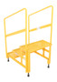 Vestil Steel Adjustable Step Stand 24 inches Wide - 3-Step with Handrails 500 lbs - Yellow