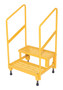 Vestil Steel Adjustable Step Mate Stand 2 Step with Handrails - 22-7/8 In. x 25-15/16 In. x 43-1/8 In. 500 lb - Yellow