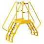 Vestil Steel Alternating Crossover Ladder 10 Step - 56 Degrees 88 In. x 81 In. 350 lb - Yellow